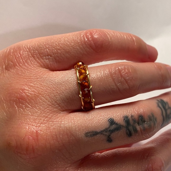 Orange red Faceted Garnet Ring - Picture 3 of 3